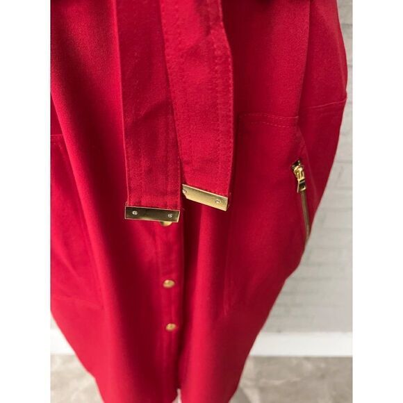 Shargano Red Utility Dress With Gold Tone Hardware Size 12 - Picture 8 of 11